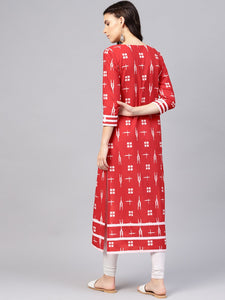 Red Ikkat Print Kurti