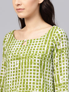 Green Batik Print Kurti