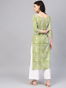 Green Batik Print Kurti