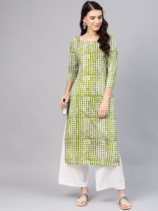 Green Batik Print Kurti