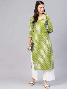 Green Star Print Kurti