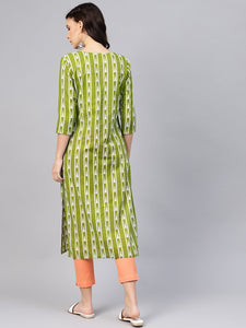 Green Line Print Kurti