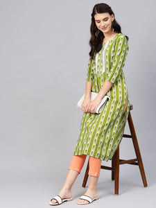 Green Line Print Kurti