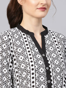 Black Printed straight Kurti