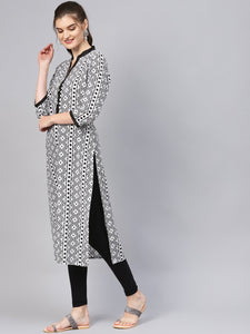 Black Printed straight Kurti