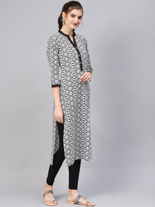 Black Printed straight Kurti