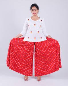 Red Bandhaj Printed Palazzo