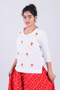 Red Bandhaj Printed Palazzo