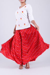 Red Bandhaj Printed Palazzo