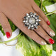Black and White Enamelled Silver Ring