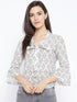 Grey Block Jaal Print Top