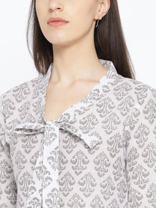 Grey Block Jaal Print Top
