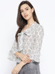 Grey Block Jaal Print Top