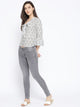 Grey Block Jaal Print Top