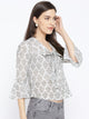 Grey Block Jaal Print Top