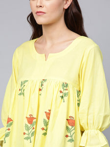 Yellow Block Butta Print Top