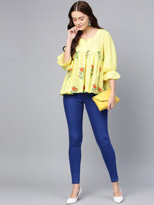 Yellow Block Butta Print Top
