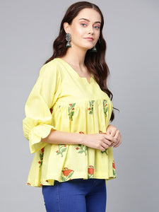 Yellow Block Butta Print Top