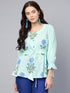 Sea Green Block Butta Print Top