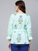 Sea Green Block Butta Print Top