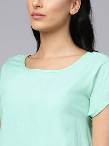 Sea Green Solid Boxy Top