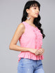Pink Solid Frill Top