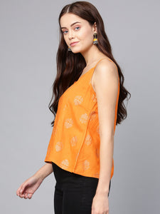 Mustard Printed A-line Top