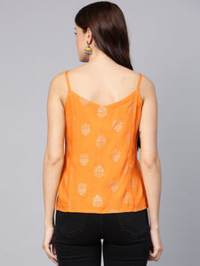 Mustard Printed A-line Top