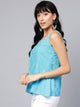Turquoise Printed A-line Top