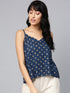 Navy Blue Printed A-line Top