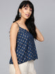 Navy Blue Printed A-line Top
