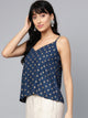 Navy Blue Printed A-line Top