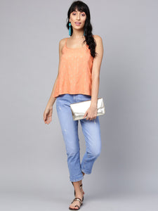 Peach Printed A-line Top
