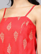 Red Printed A-line Top