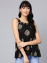 Black Printed A-line Top