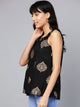 Black Printed A-line Top