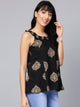 Black Printed A-line Top
