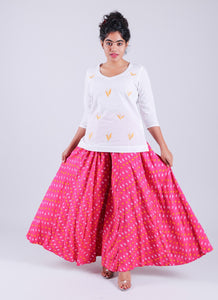 Yellow Embroidery Motif White Top