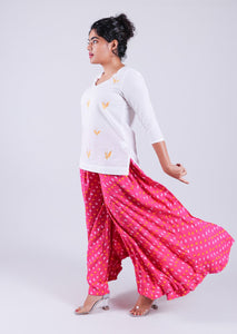 Yellow Embroidery Motif White Top