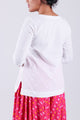 Yellow Embroidery Motif White Top