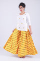 Yellow Heart Motif Embroidery White Top