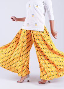 Yellow Heart Motif Embroidery White Top