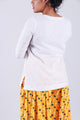 Yellow Heart Motif Embroidery White Top