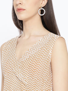 Brown Zik-zak Print Top